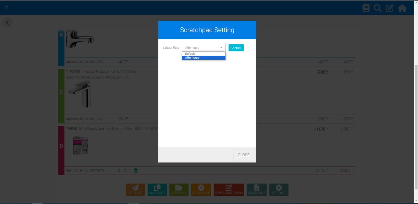 Setting up multiple labour rates